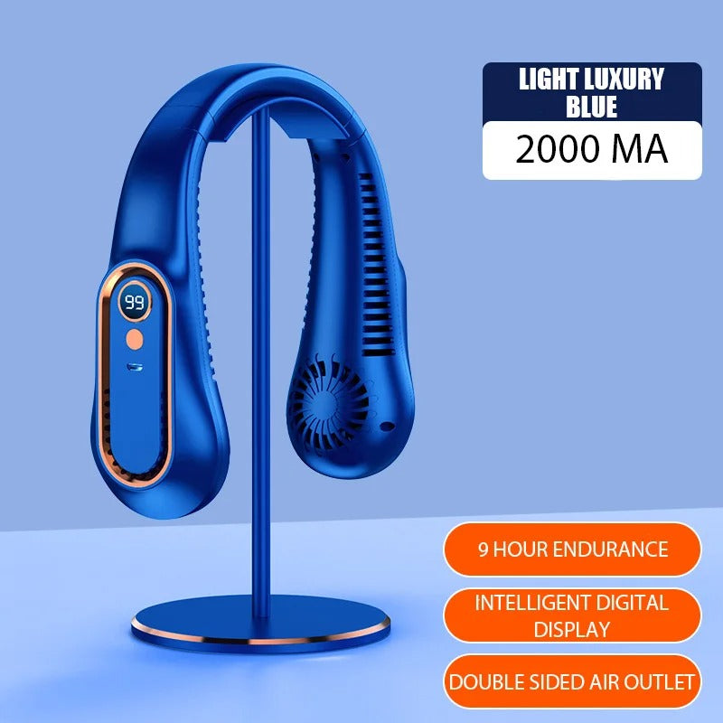 Portable Bladeless Neck Fan - USB Rechargeable with 5-Speed Wind & Digital Display